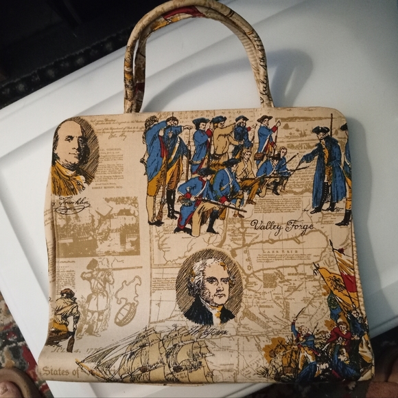 Handmade antique/vintage possibly silk Margaret Smith Patriotic bag - Picture 9 of 16